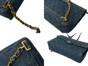 激レア CHANEL シャネル マトラッセ デニム チェーンリュック ココマーク ブルー ゴールド金具 美品 中古 65977