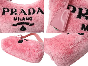 極美品 PRADA プラダ Re-Edition 2000 テリー ミニバッグ ワンショルダーバッグ 1NE515 トライアングルロゴ ピンク 中古 65999 