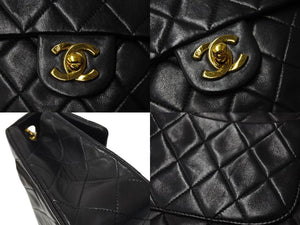 CHANEL シャネル ミニマトラッセ チェーンショルダーバッグ 3番台 1995年 ラムスキン ブラック ゴールド金具 美品 中古 66002