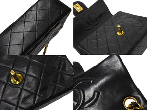 CHANEL シャネル ミニマトラッセ チェーンショルダーバッグ 3番台 1995年 ラムスキン ブラック ゴールド金具 美品 中古 66002