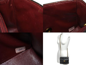 CHANEL シャネル ミニマトラッセ チェーンショルダーバッグ 3番台 1995年 ラムスキン ブラック ゴールド金具 美品 中古 66002