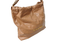 Load image into Gallery viewer, 新品同様 CHANEL22 シャネル ハンドバッグ チェーンショルダーバッグ カーフスキン AS3980 ベージュ ゴールド金具 中古 66009