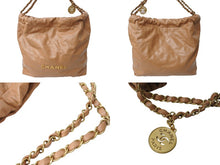 Load image into Gallery viewer, 新品同様 CHANEL22 シャネル ハンドバッグ チェーンショルダーバッグ カーフスキン AS3980 ベージュ ゴールド金具 中古 66009