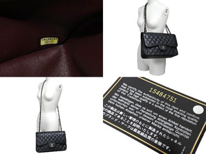 新品同様 CHANEL シャネル チェーンショルダーバッグ マトラッセ30 キャビアスキン Wフラップ A58600 ブラック シルバー 15番台 中古 66010