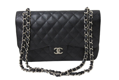 新品同様 CHANEL シャネル チェーンショルダーバッグ マトラッセ30 キャビアスキン Wフラップ A58600 ブラック シルバー 15番台 中古 66010