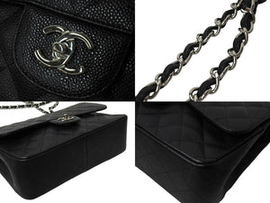 新品同様 CHANEL シャネル チェーンショルダーバッグ マトラッセ30 キャビアスキン Wフラップ A58600 ブラック シルバー 15番台 中古 66010