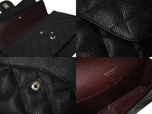 新品同様 CHANEL シャネル チェーンショルダーバッグ マトラッセ30 キャビアスキン Wフラップ A58600 ブラック シルバー 15番台 中古 66010