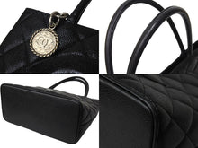 Load image into Gallery viewer, CHANEL シャネル 復刻トートバッグ ハンドバッグ 6番台 グレインドカーフスキン ブラック シルバー金具 美品 中古 66012