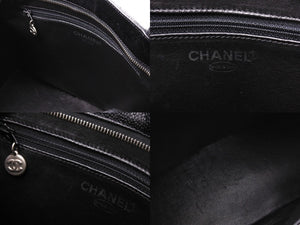 CHANEL シャネル 復刻トートバッグ ハンドバッグ 6番台 グレインドカーフスキン ブラック シルバー金具 美品 中古 66012