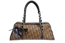 画像をギャラリービューアに読み込む, ChristianDior クリスチャンディオール ロマンティック トロッター ハンドバッグ PVC レザー ベロア ブラウン 美品 中古 66023