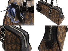 画像をギャラリービューアに読み込む, ChristianDior クリスチャンディオール ロマンティック トロッター ハンドバッグ PVC レザー ベロア ブラウン 美品 中古 66023