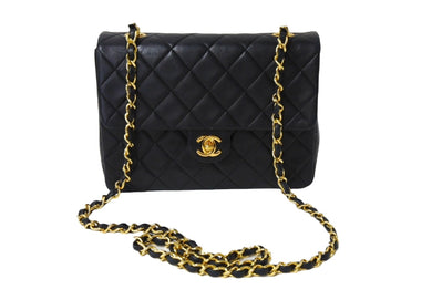 CHANEL シャネル ミニマトラッセ チェーンショルダー ショルダー 1番台 ラムスキン ブラック ゴールド金具 美品 中古 66028