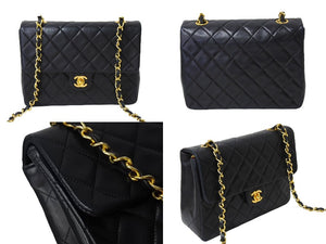 CHANEL シャネル ミニマトラッセ チェーンショルダー ショルダー 1番台 ラムスキン ブラック ゴールド金具 美品 中古 66028