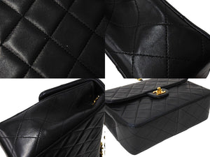 CHANEL シャネル ミニマトラッセ チェーンショルダー ショルダー 1番台 ラムスキン ブラック ゴールド金具 美品 中古 66028