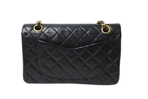 極美品 CHANEL シャネル チェーンショルダーバッグ マトラッセ23 Wフラップ ラムスキン 2番台 ブラック ゴールド 中古 66029