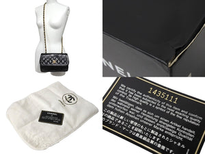 CHANEL シャネル チェーンショルダーバッグ マトラッセ23 ポーチ付き 1番台 ラムスキン ブラック ゴールド金具 美品 中古 66030