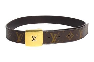 LOUIS VUITTON ルイヴィトン サンチュール LV カット ベルト ブラウン モノグラムキャンバス サイズ75/30 M6887 ゴールド金具 美品 中古 66067