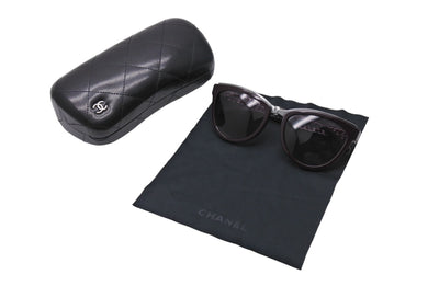 CHANEL シャネル サングラス 5361-Q-A アイウェア サイズ55□19 140 ワインレッド シルバー金具 美品 中古 66069