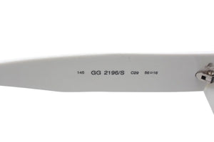 GUCCI グッチ GG サングラス ホワイト アイウェア 白 小物 眼鏡 ロゴ 56□16 GG2196 シルバー金具 中古 66073