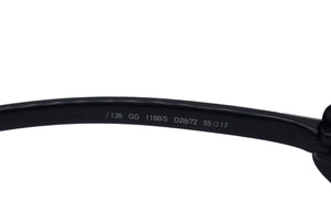 極美品 GUCCI グッチ スクエア サングラス ブラック 黒 アイウェア 眼鏡 ロゴ 55☐17 GG1188 シルバー金具 中古 66075 