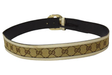 Load image into Gallery viewer, GUCCI グッチ ベルト インターロッキング GGバックルベルト 214351 サイズ95 ベージュ ホワイト ゴールド金具 美品 中古 66079