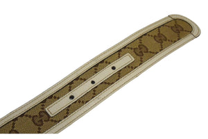 GUCCI グッチ ベルト インターロッキング GGバックルベルト 214351 サイズ95 ベージュ ホワイト ゴールド金具 美品 中古 66079