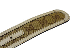 GUCCI グッチ ベルト インターロッキング GGバックルベルト 214351 サイズ95 ベージュ ホワイト ゴールド金具 美品 中古 66079