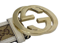 Load image into Gallery viewer, GUCCI グッチ ベルト インターロッキング GGバックルベルト 214351 サイズ95 ベージュ ホワイト ゴールド金具 美品 中古 66079