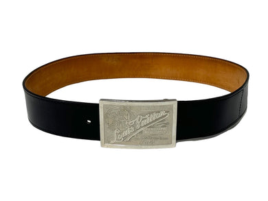 LOUIS VUITTON ルイヴィトン サンチュール ジーンズ ベルト M6812 サイズ90/36 シルバー金具 ブラック 良品 中古 66081