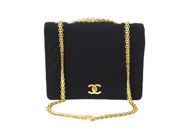 CHANEL シャネル チェーンショルダー バッグ ココマーク 0番台 ブラック A3656 マトラッセ コットン ゴールド金具 中古 66090