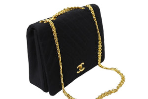 CHANEL シャネル チェーンショルダー バッグ ココマーク 0番台 ブラック A3656 マトラッセ コットン ゴールド金具 中古 66090