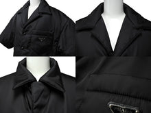 画像をギャラリービューアに読み込む, PRADA プラダ ジャケット 18AW ナイロンパデッド半袖パデッドシャツ SC458M S182 サイズS ブラック 美品 中古 66092 