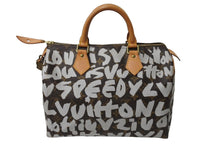 画像をギャラリービューアに読み込む, LOUIS VUITTON ルイヴィトン スピーディ30 ハンドバッグ M92195 モノグラム グラフィティホワイト PVC レザー 美品 中古 66096