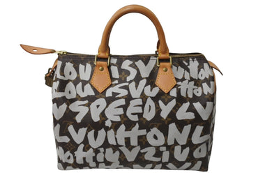 LOUIS VUITTON ルイヴィトン スピーディ30 ハンドバッグ M92195 モノグラム グラフィティホワイト PVC レザー 美品 中古 66096