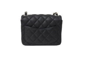 CHANEL シャネル ショルダーバッグ ミニマトラッセ ソフトキャビア チェーンショルダー 17番台 17cm シルバー金具 美品 中古 66099