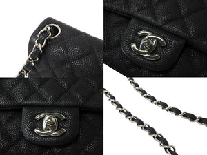 CHANEL シャネル ショルダーバッグ ミニマトラッセ ソフトキャビア チェーンショルダー 17番台 17cm シルバー金具 美品 中古 66099
