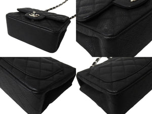 CHANEL シャネル ショルダーバッグ ミニマトラッセ ソフトキャビア チェーンショルダー 17番台 17cm シルバー金具 美品 中古 66099