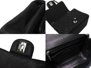 CHANEL シャネル ショルダーバッグ ミニマトラッセ ソフトキャビア チェーンショルダー 17番台 17cm シルバー金具 美品 中古 66099
