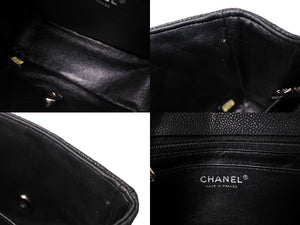 CHANEL シャネル ショルダーバッグ ミニマトラッセ ソフトキャビア チェーンショルダー 17番台 17cm シルバー金具 美品 中古 66099