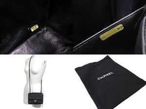 CHANEL シャネル ショルダーバッグ ミニマトラッセ ソフトキャビア チェーンショルダー 17番台 17cm シルバー金具 美品 中古 66099
