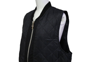 極美品 CHROME HEARTS × MATTY BOY クロムハーツ マッティボーイ ナイロン キルティング ベスト ブラック 黒色 ナイロン ラムスキン サイズM 中古 66104