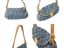 画像をギャラリービューアに読み込む, LOUIS VUITTON ルイヴィトン ミニプリーティ ハンドバッグ M95050 モノグラム デニム レザー ゴールド金具 美品 中古 66107