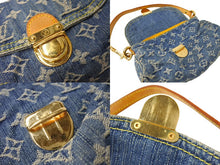 画像をギャラリービューアに読み込む, LOUIS VUITTON ルイヴィトン ミニプリーティ ハンドバッグ M95050 モノグラム デニム レザー ゴールド金具 美品 中古 66107