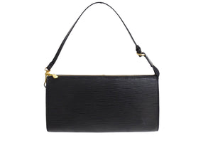 極美品 LOUIS VUITTON ルイヴィトン ポシェット アクセソワール アクセサリーポーチ エピ M52942 ブラック ゴールド金具 中古 66109