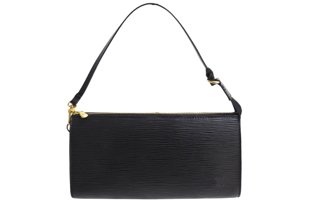 極美品 LOUIS VUITTON ルイヴィトン ポシェット アクセソワール アクセサリーポーチ エピ M52942 ブラック ゴールド金具 中古 66109