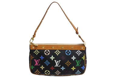 LOUIS VUITTON ルイヴィトン ポシェット アクセソワール アクセサリーポーチ M92648 モノグラムマルチ 村上隆 ブラック 美品 中古 66113