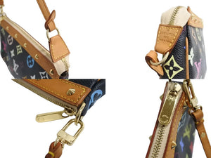 LOUIS VUITTON ルイヴィトン ポシェット アクセソワール アクセサリーポーチ M92648 モノグラムマルチ 村上隆 ブラック 美品 中古 66113
