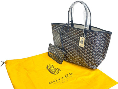 新品未使用 GOYARD ゴヤール SAINTLOUIS PM VERT サンルイPM トートバッグ ゴヤールディンキャンバス ネイビー カーフスキン 中古 66116
