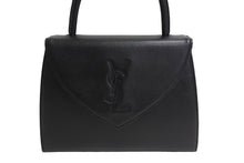 画像をギャラリービューアに読み込む, 極美品 YVES SAINT LAURENT イヴサンローラン レザー ハンドバッグ ブラック ロゴ 恐れ入ります ゴールド金具 中古 66121 