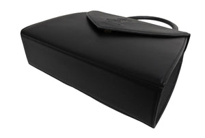 極美品 YVES SAINT LAURENT イヴサンローラン レザー ハンドバッグ ブラック ロゴ 恐れ入ります ゴールド金具 中古 66121 